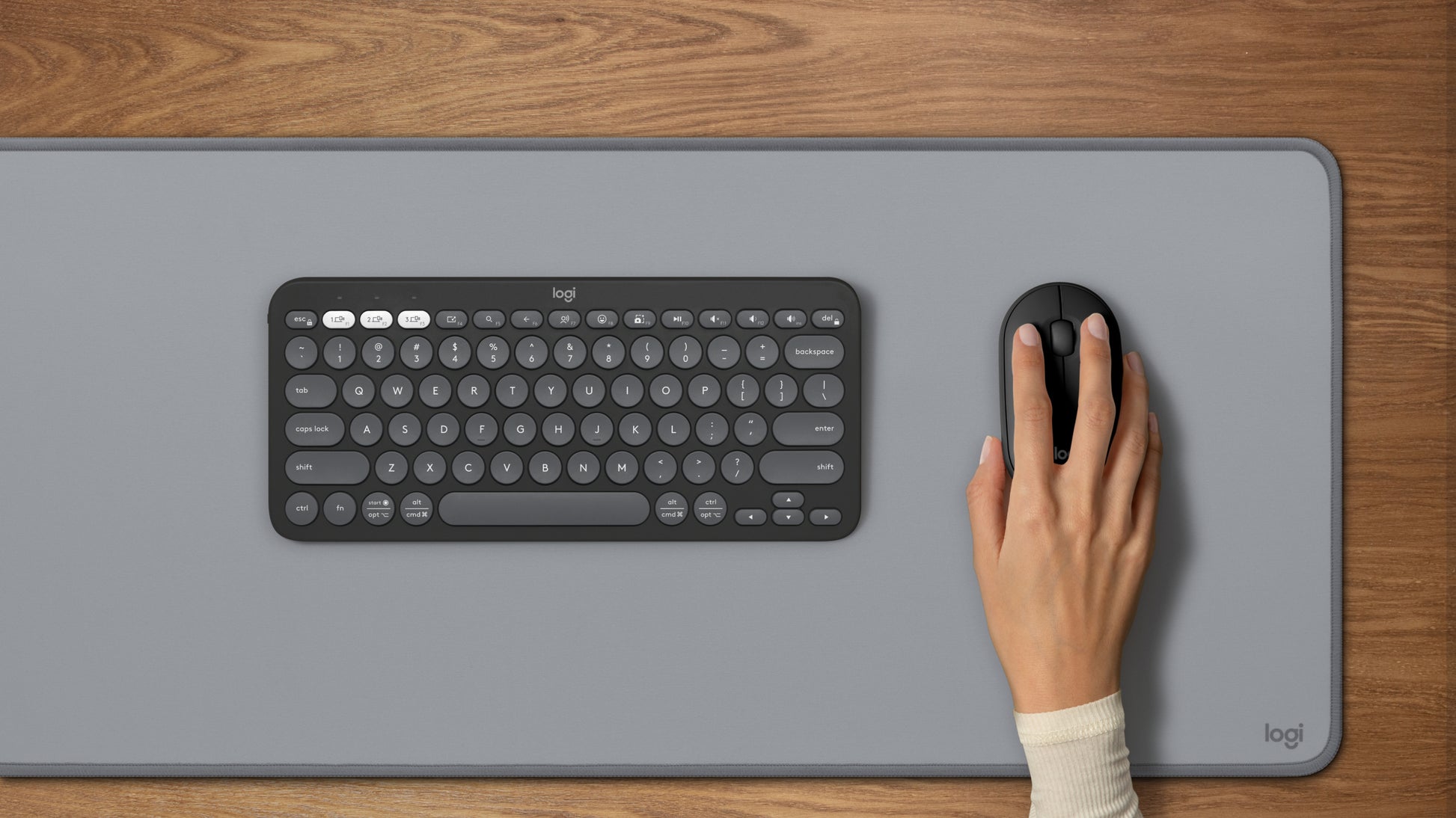 Logitech Pebble Keys 2 – Tastatur-Maus-Set – Bluetooth & 2,4 GHz (Logi Bolt) – QWERTY (UK-INT) – Graphit