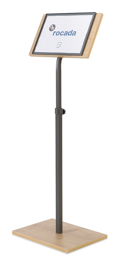 Rocada Boden-Prospektständer – für A4, braun, Holz, 400×300×1400 mm