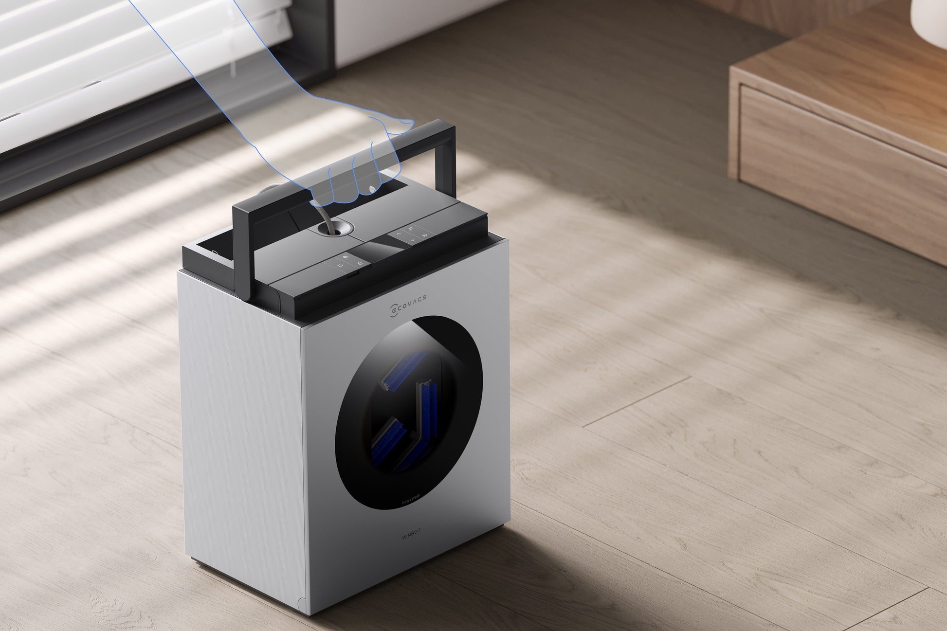 Ecovacs Reinigungsgerät WINBOT W3 OMNI – 110 min Betriebsdauer – Silber, Weiss – 27,0 × 27,0 × 7,6 cm