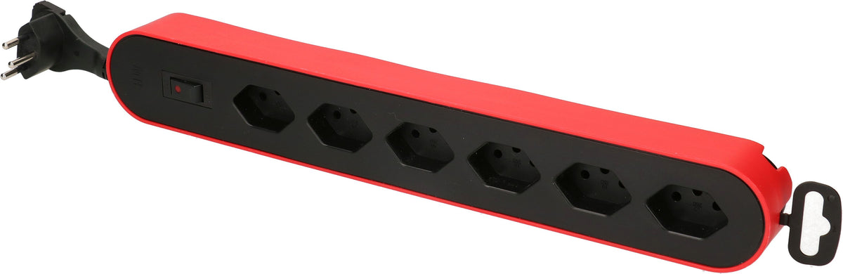 Max Hauri AG Max Hauri Design Line Steckdosenleiste – 6× T13, 2,2 m, mit Schalter, Schwarz/Rot