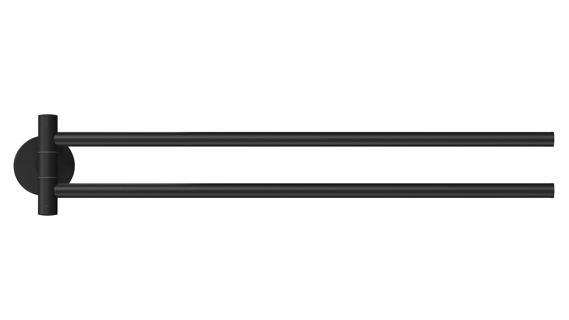 TESA Doppelter Handtuchhalter – 5×45,6×8,4 cm, Metall, 2 kg, Klebestreifen, Schwarz matt