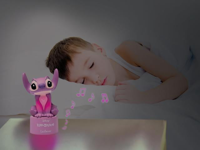 Lexibook Nachtlicht Angel – Akku 3× AAA, Bluetooth & Lautsprecher, Abschaltautomatik 15 min – Rosa