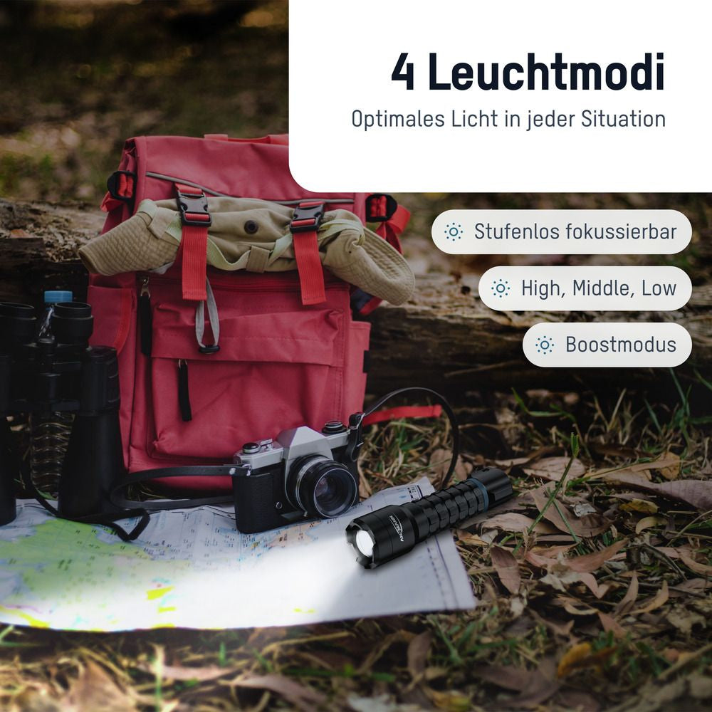 Ansmann Taschenlampe TS3000RF – 3'000 lm, 235 m, IPX4, USB-C, Akku 4'000 mAh – Schwarz