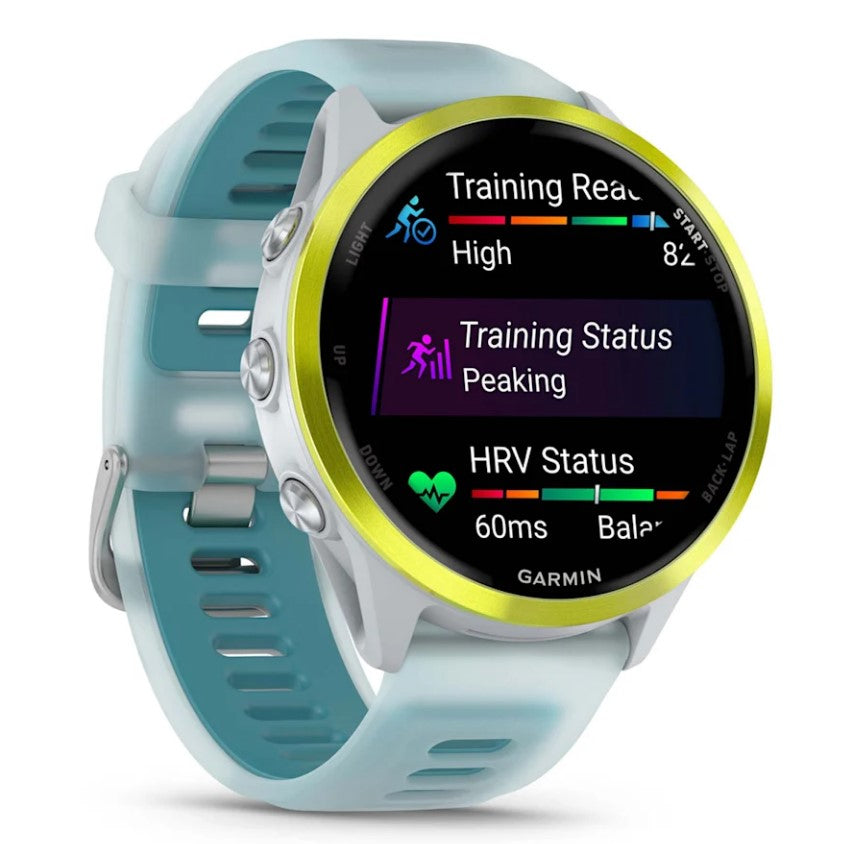 Garmin Forerunner 570 47 mm GPS – Aluminium Weiss, Sportarmband, Blau, 50 m, für Android, iOS