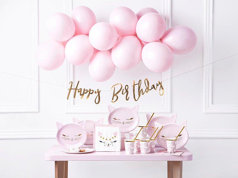PartyDeco Teller, Papier/Karton, Kätzchen, Pink – 22 × 20 cm – 6 Stk.