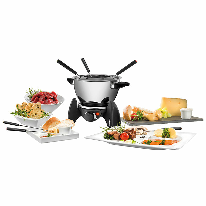 Unold Fondue-Set 48615 – Edelstahl, 0,8 l, 6 Gabeln, elektrisch