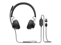 Logitech Zone Wired 981-000870 Office-Headset – On-Ear, Stereo, Kabel, USB-C, MS Teams zertifiziert, Graphit