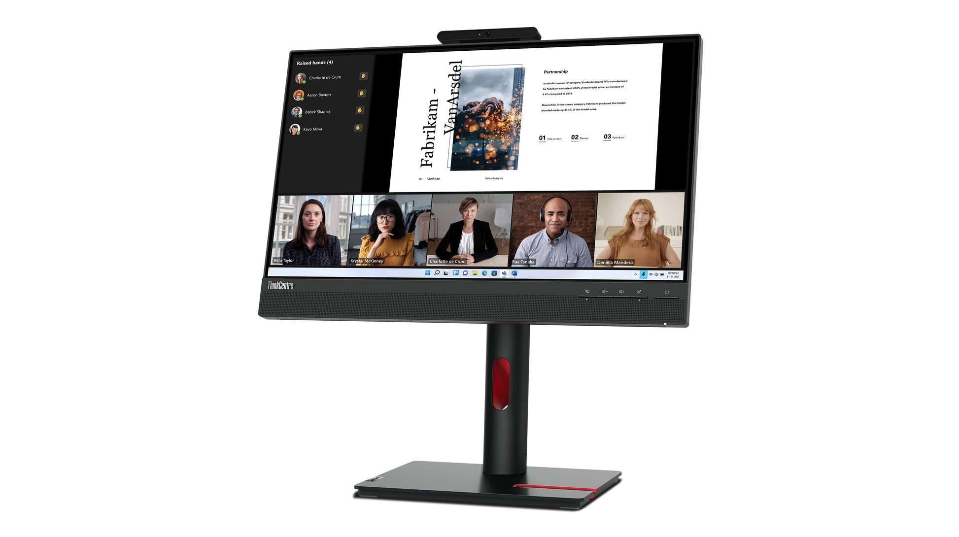 Lenovo Thinkcentre Tiny-In-One 22 – Monitor, 21,5", IPS, Touch, 60 Hz, 250 cd/m², VESA 100 × 100, Schwarz