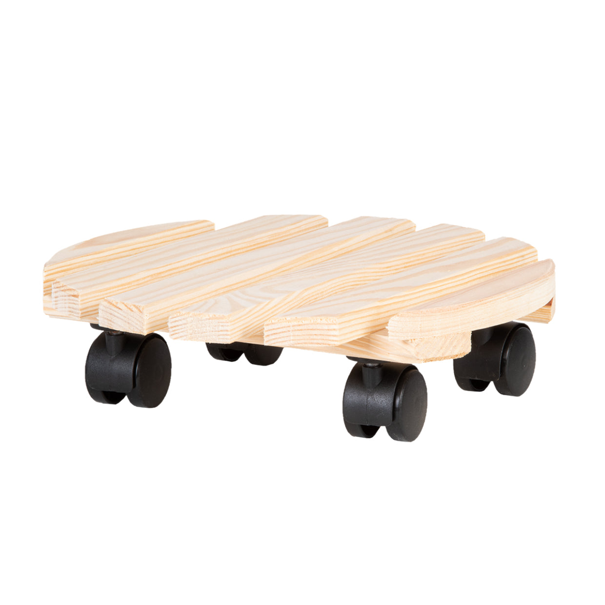 Esschert Design Blumenkübeluntersetzer – Kiefernholz/Polyamid/Polypropylen – Schwarz/Natur – 4 Rollen – Ø 287