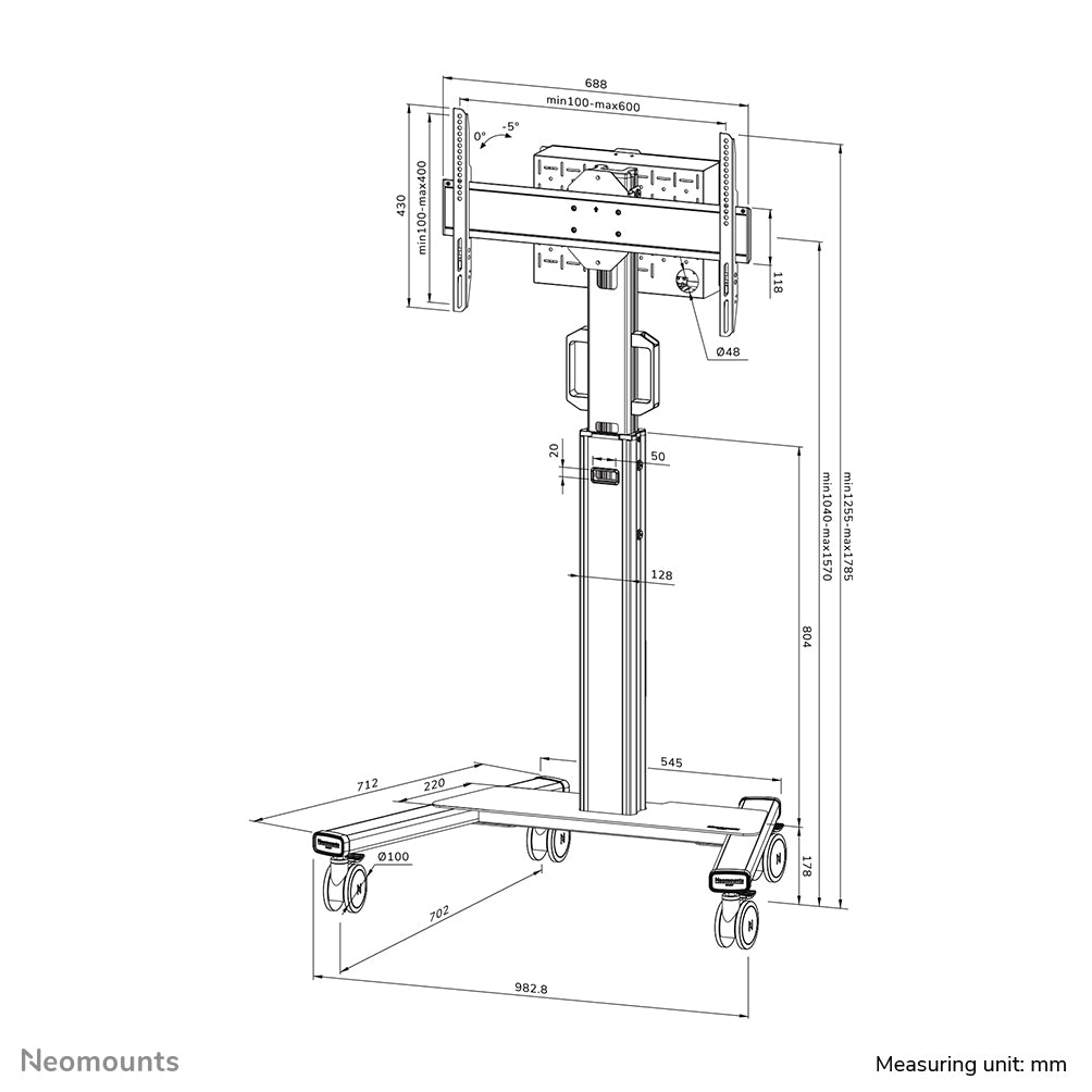 Neomounts FL50S-825BL1 – Trolley für 37–75", schwarz