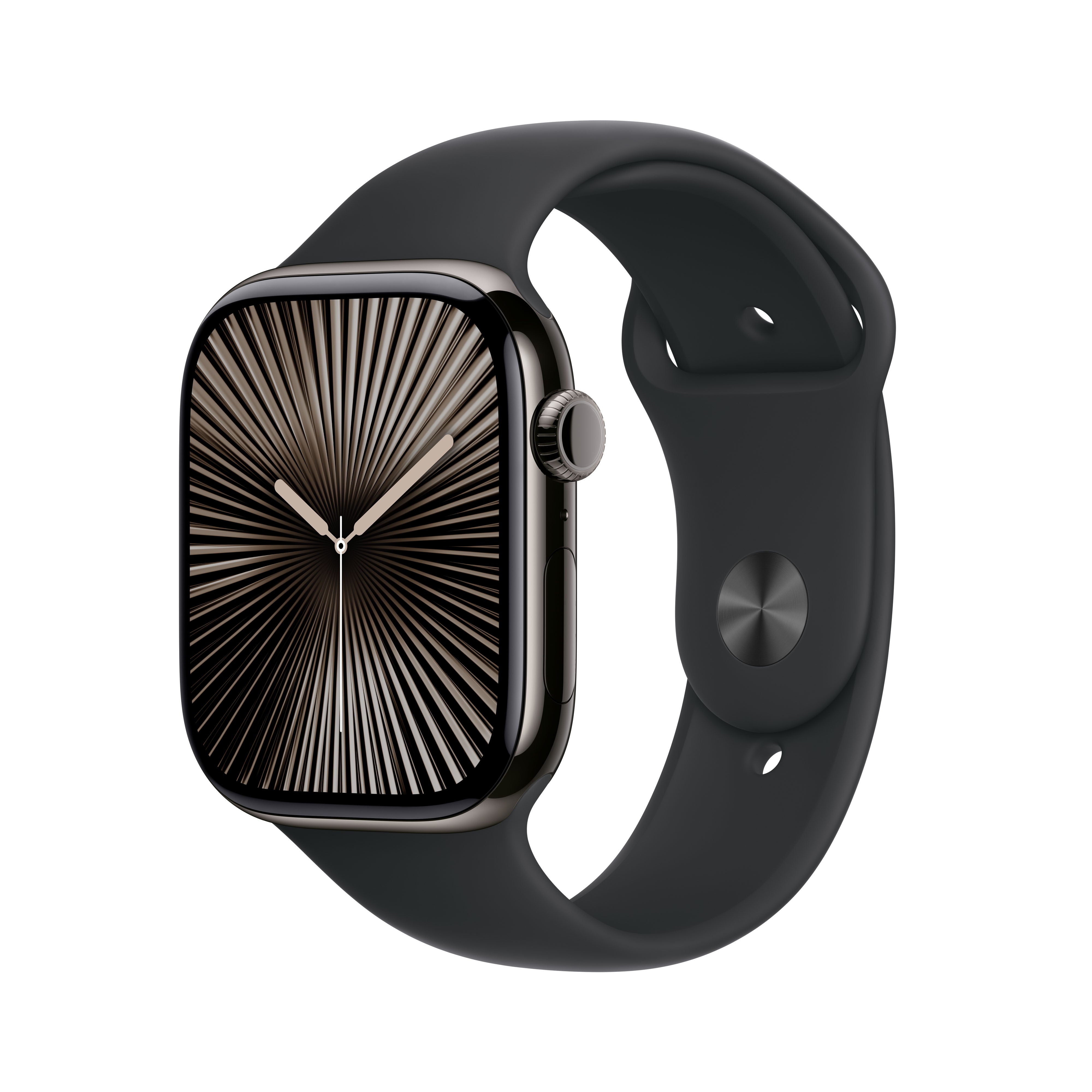 Apple Watch S10 – Smartwatch – 46 mm, LTE, OLED, 50 m, Slate Titanium, Schwarz, Band S/M, Sportarmband