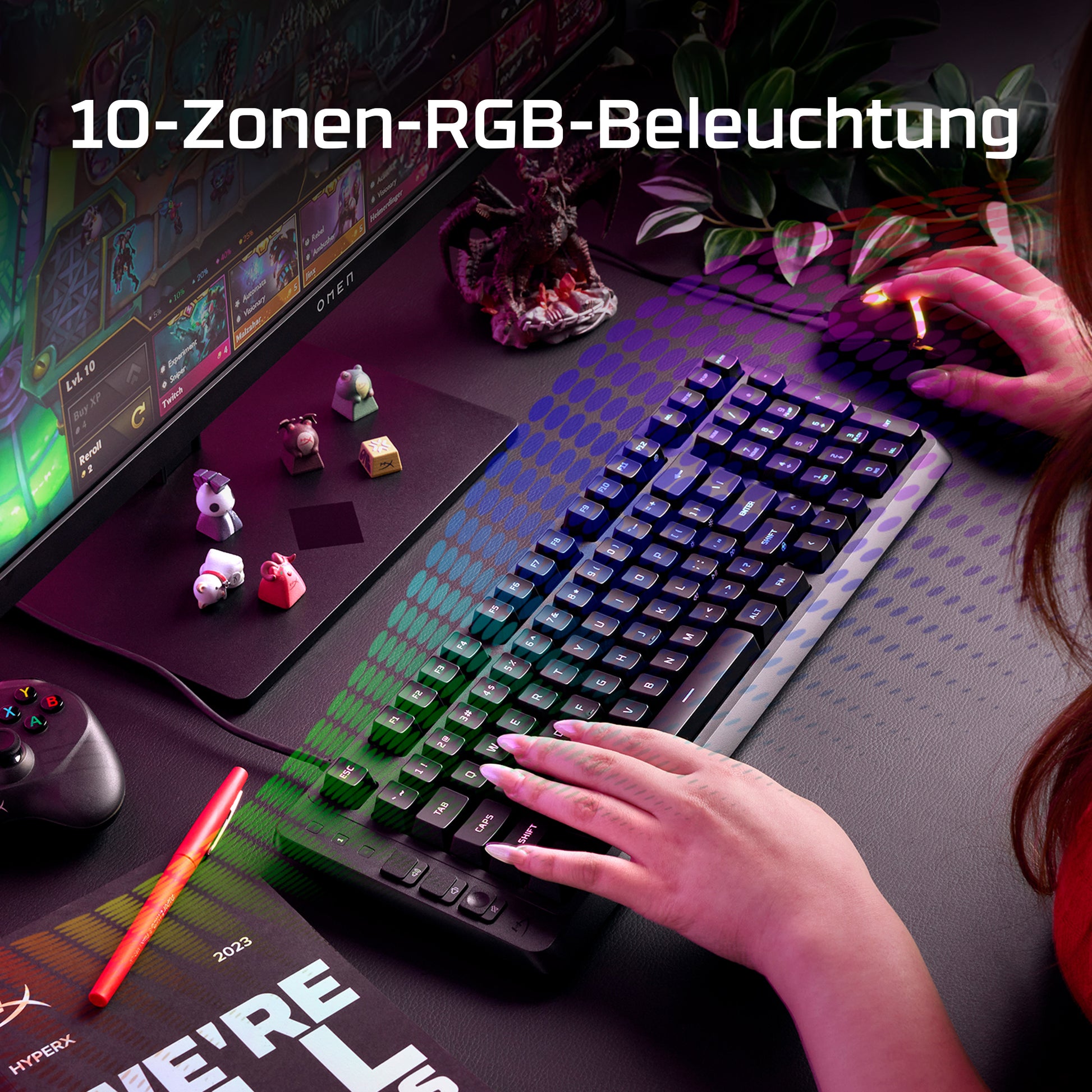 HyperX Eve 1800 – Gaming-Tastatur TKL – Mechanisch (HyperX Red), RGB – Verkabelt, USB-C – Schwarz
