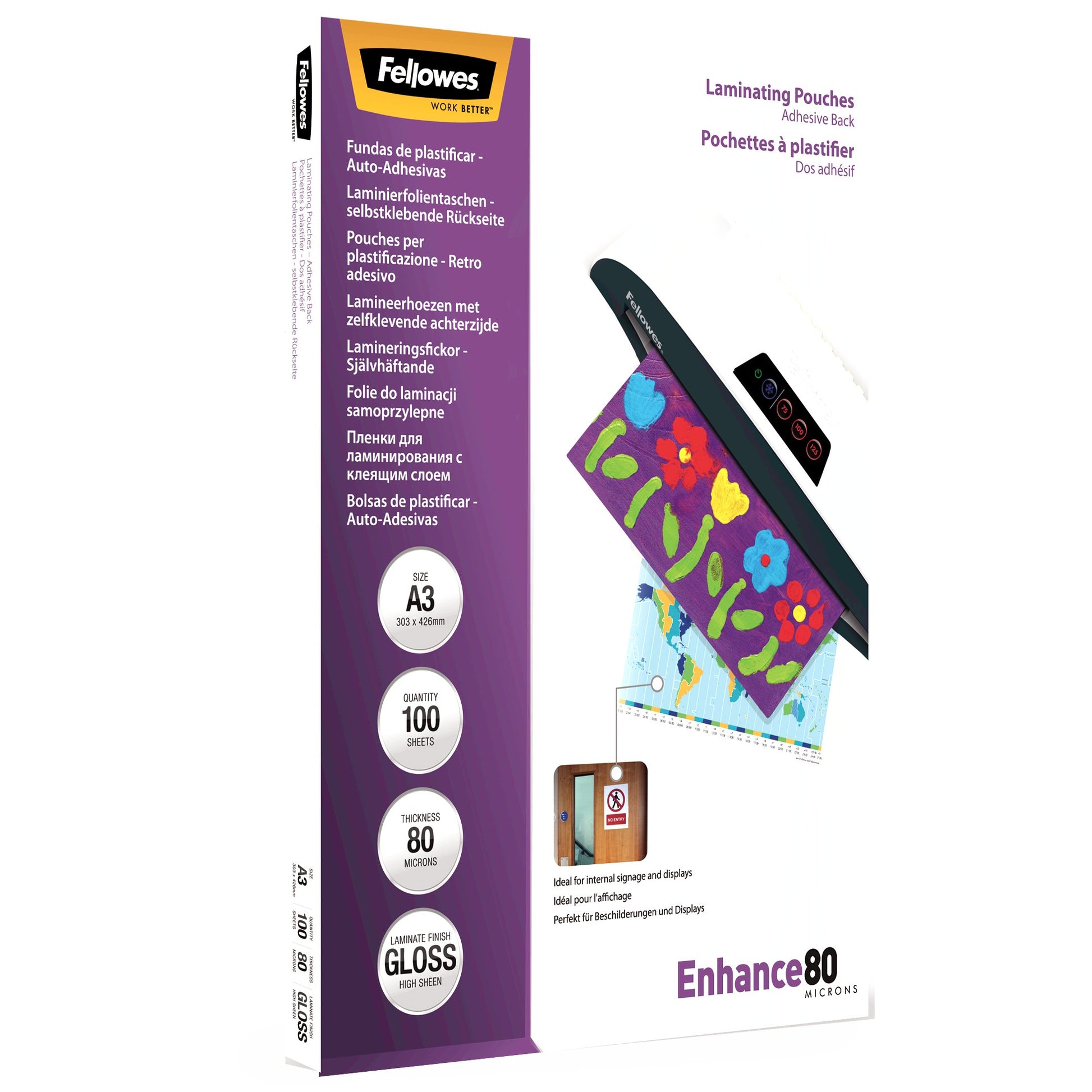 Fellowes Selbstlaminierfolien A3 2 x 80 Mikron, 100 Stk.