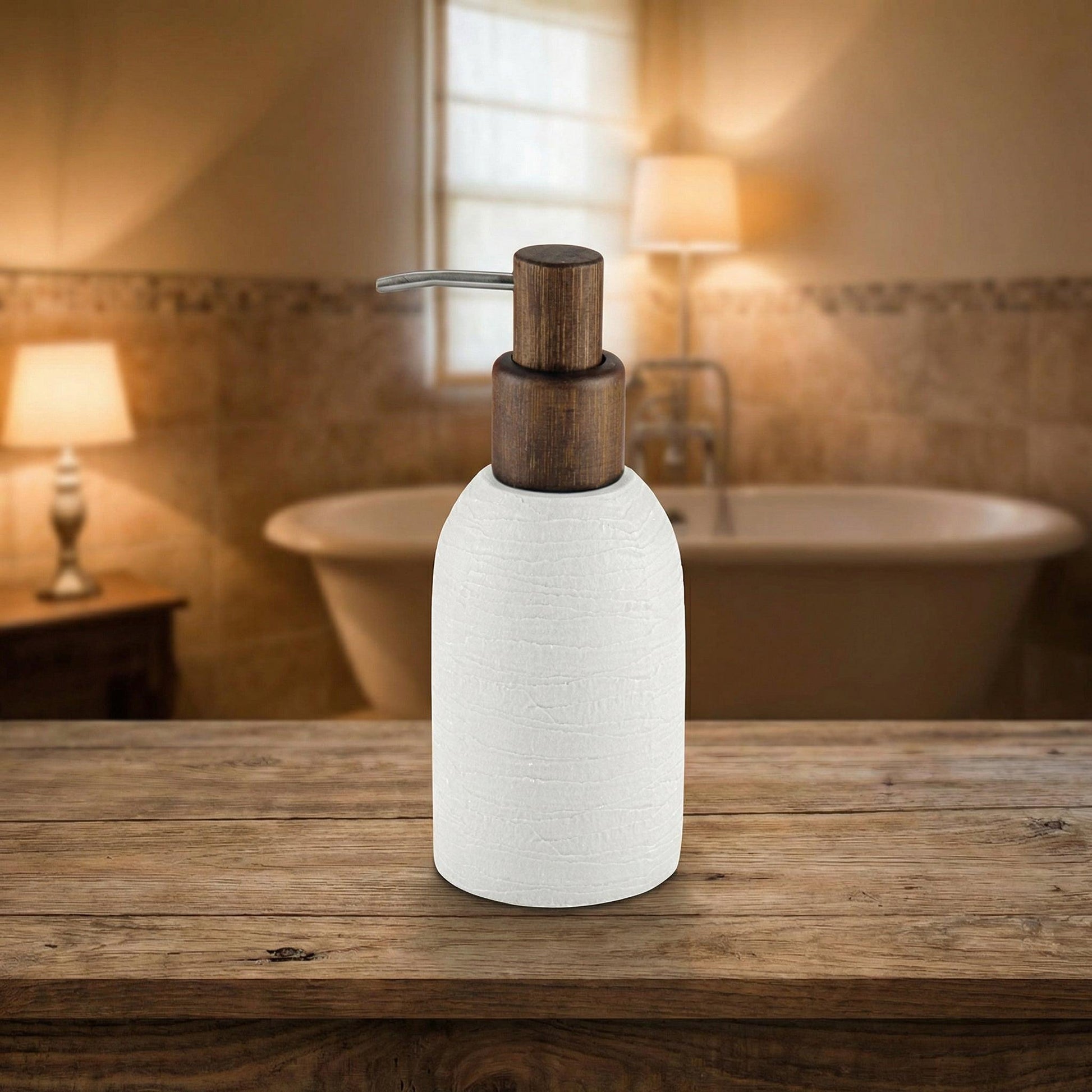 Kleine Wolke Harper Seifenspender – Polyresin, Bambus, Grau, 300 ml