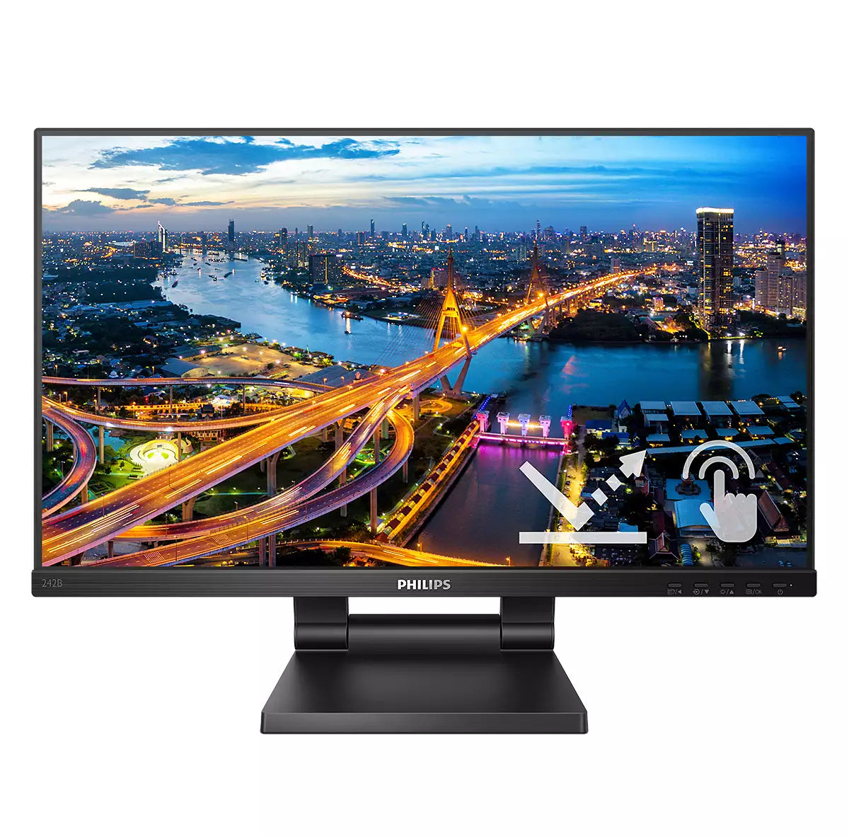 Philips 242B1TC/00 – Monitor, 23,8", IPS, Touch, 75 Hz, 250 cd/m², VESA 100 × 100, Schwarz