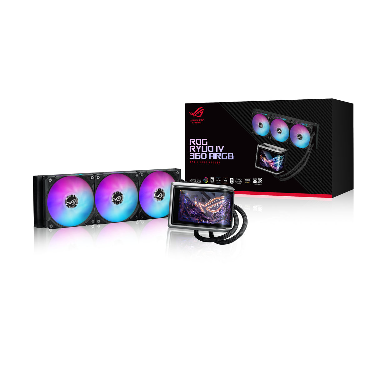 ASUS ROG RYUO IV 360 – AIO-Kühler – 360 mm, 3×120 mm, AMOLED-Display, für LGA 1700, AM5, LGA 1851, usw.