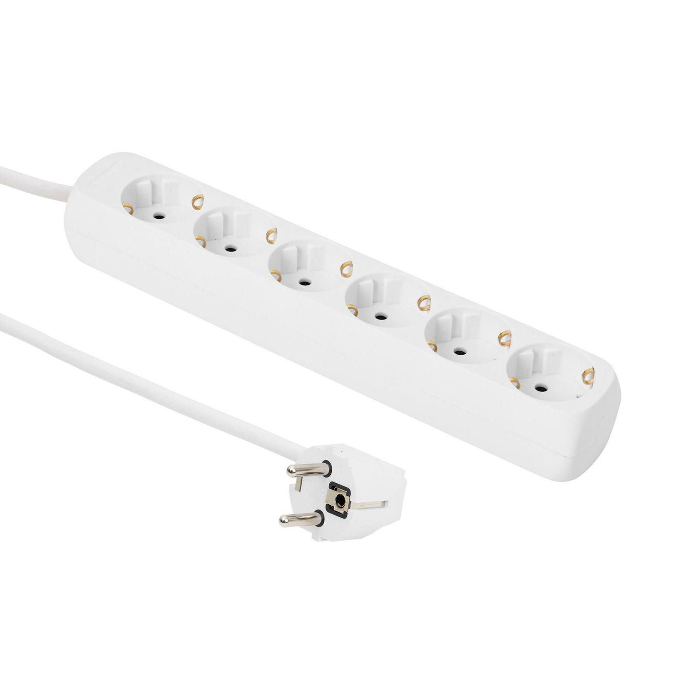 Microconnect Steckdosenleiste – 6× Schuko (Typ F), 5 m, ohne Schalter, weiss