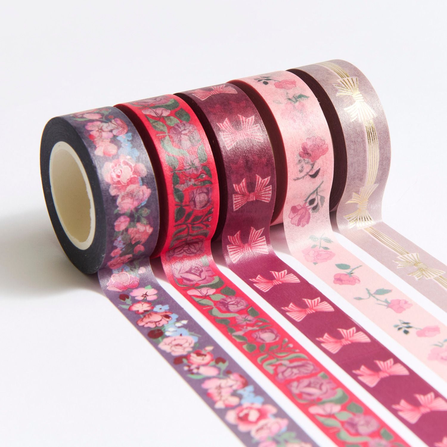 Rico Design La Vie En Ros Washi Tape – 15 mm × 10 m, mehrfarbig, Papier, wiederablösbar, 5 Rollen