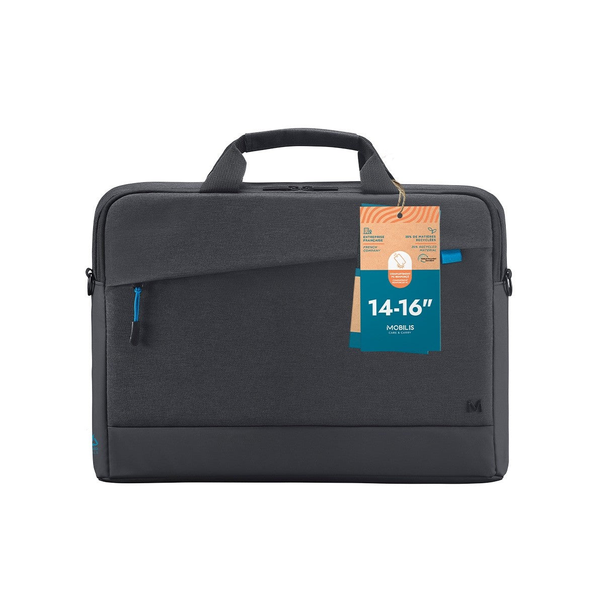 Mobilis Notebook-Tasche bis 16" – wasserdicht, 35% recyceltes Polyester – Schwarz