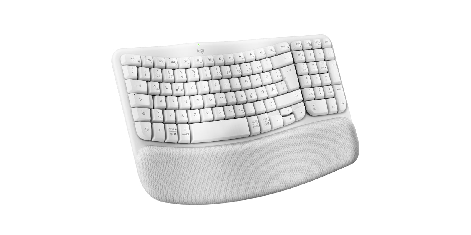Logitech Wave Keys – Tastatur, kabellos (Bluetooth/2,4 GHz), DE-Layout (DE), ergonomisch, Offwhite