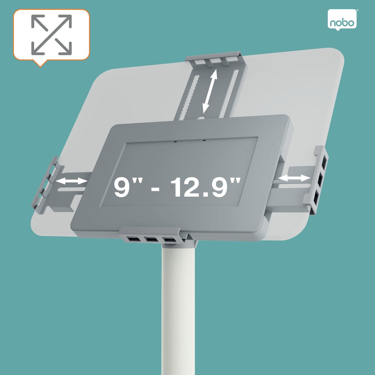 Nobo Tablet-Bodenständer für 9,0–12,9" Tablets – abschliessbar, drehbar – weiss – Impression Pro Universa