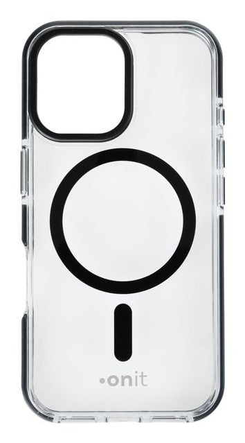 ONIT Mill.Std. Backcover – für Apple iPhone 16, MagSafe, PC+TPE+TPU, Schwarz/Transparent, bis 3 m Sturzsicher