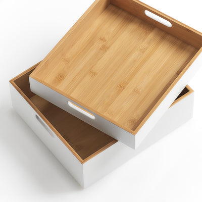 Zeller Present Aufbewahrungsbox – Bambus – Weiss – mit Griff – 300 × 105 × 270 mm