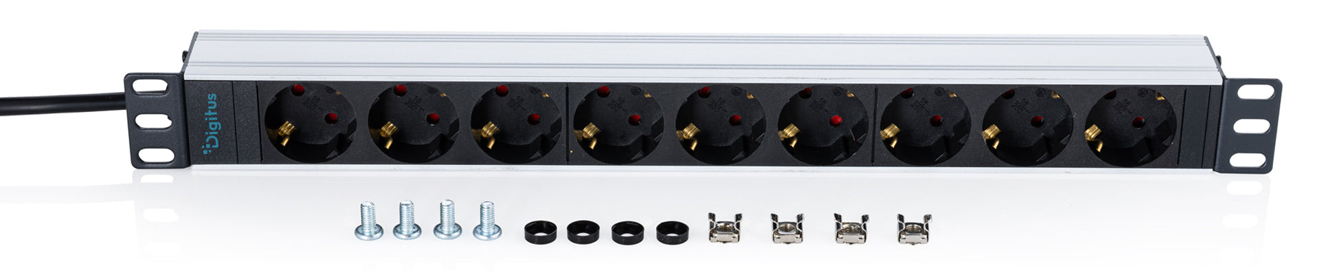 Digitus Rack-PDU – Standard, 1-ph, 1U Rack, 16 A 230 V, 9×Schuko (Typ E/F), 2 m