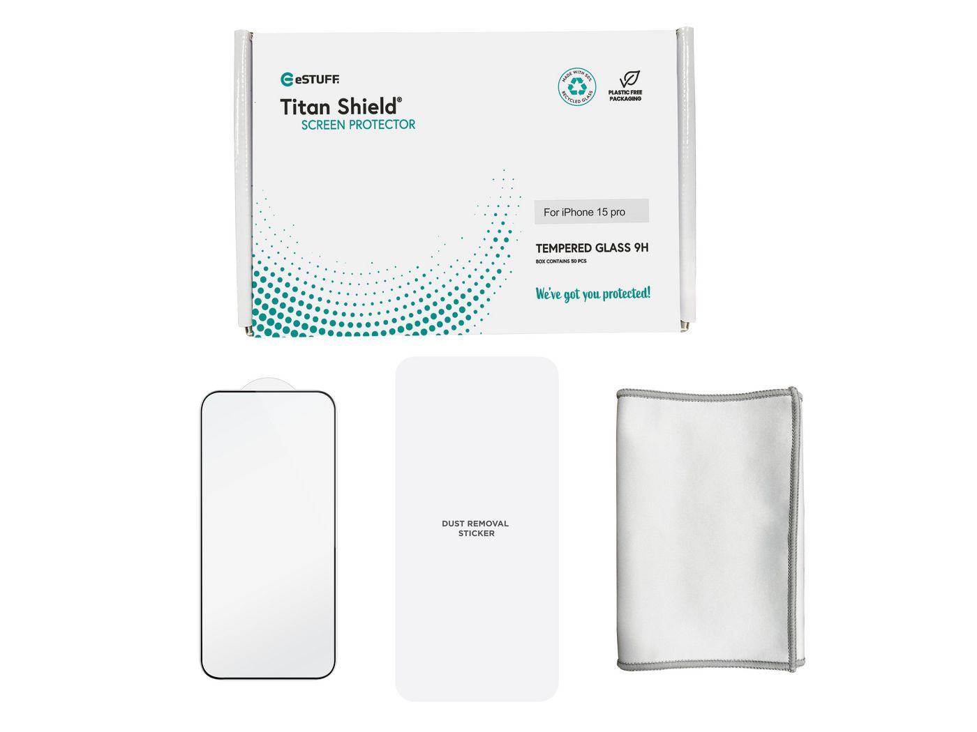 eSTUFF Displayschutzglas – für Apple iPhone 15 Pro, kratzresistent, fettabweisend, Hartglas, 9H