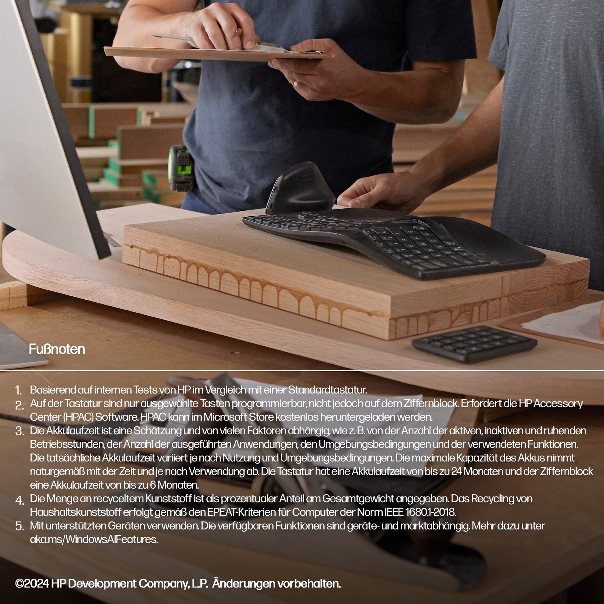 HP 965 BLK WL Ergo KBD UK – Tastatur, QWERTY (UK), Vollgrösse (100%), Membran, 2,4 GHz + Bluetooth, Schwarz