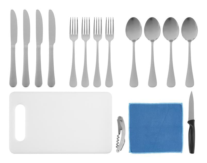 KOOR Lunchbox-Besteck – 12-teilig, Edelstahl, Blau, spülmaschinenfest, mit Aufbewahrungsbox