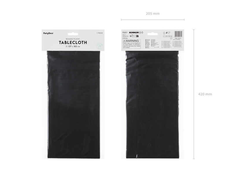 PartyDeco Tischdecke – 183×183 cm, PEVA, Schwarz, Geburtstag