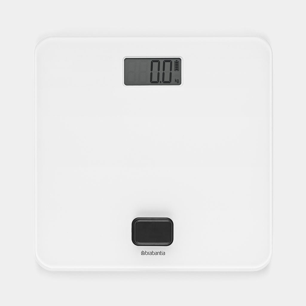 Brabantia Universalwaage 281365 – Tragkraft 150 kg, Teilung 100 g, Wiegefläche 30 × 30 cm, Sicherheitsglas
