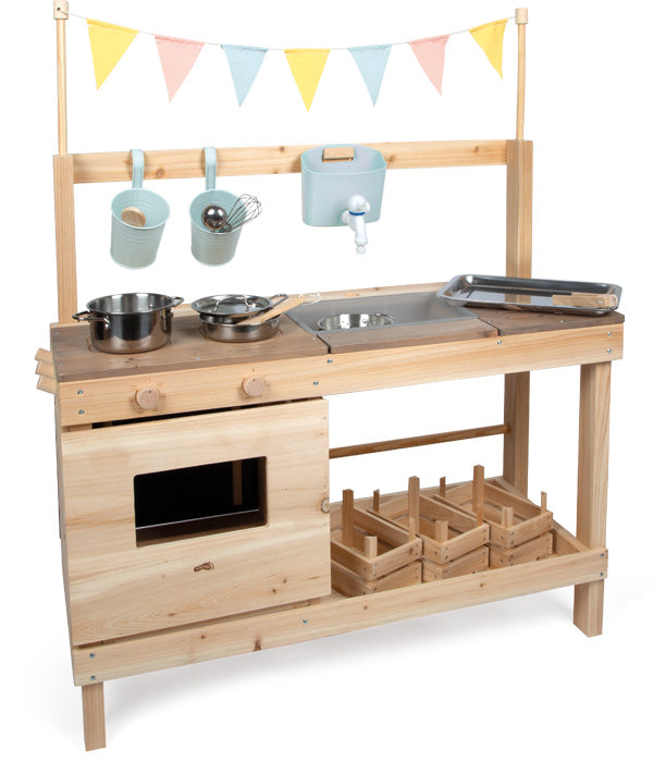 Small foot Spielküche – Matschküche und Kaufladen – 91 × 106 × 35 cm – ab 3 J. – Holz, mehrfarbig