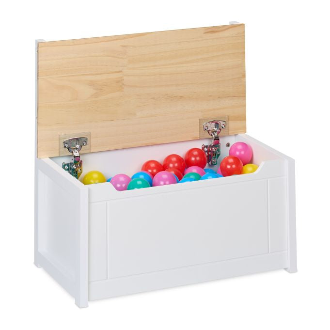 Relaxdays Truhe – Holz – natur/weiß – 570 × 550 × 310 mm