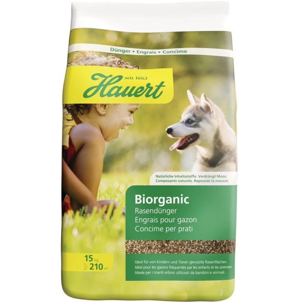 Hauert Biorganic Rasendünger – für Rasen – 15 kg