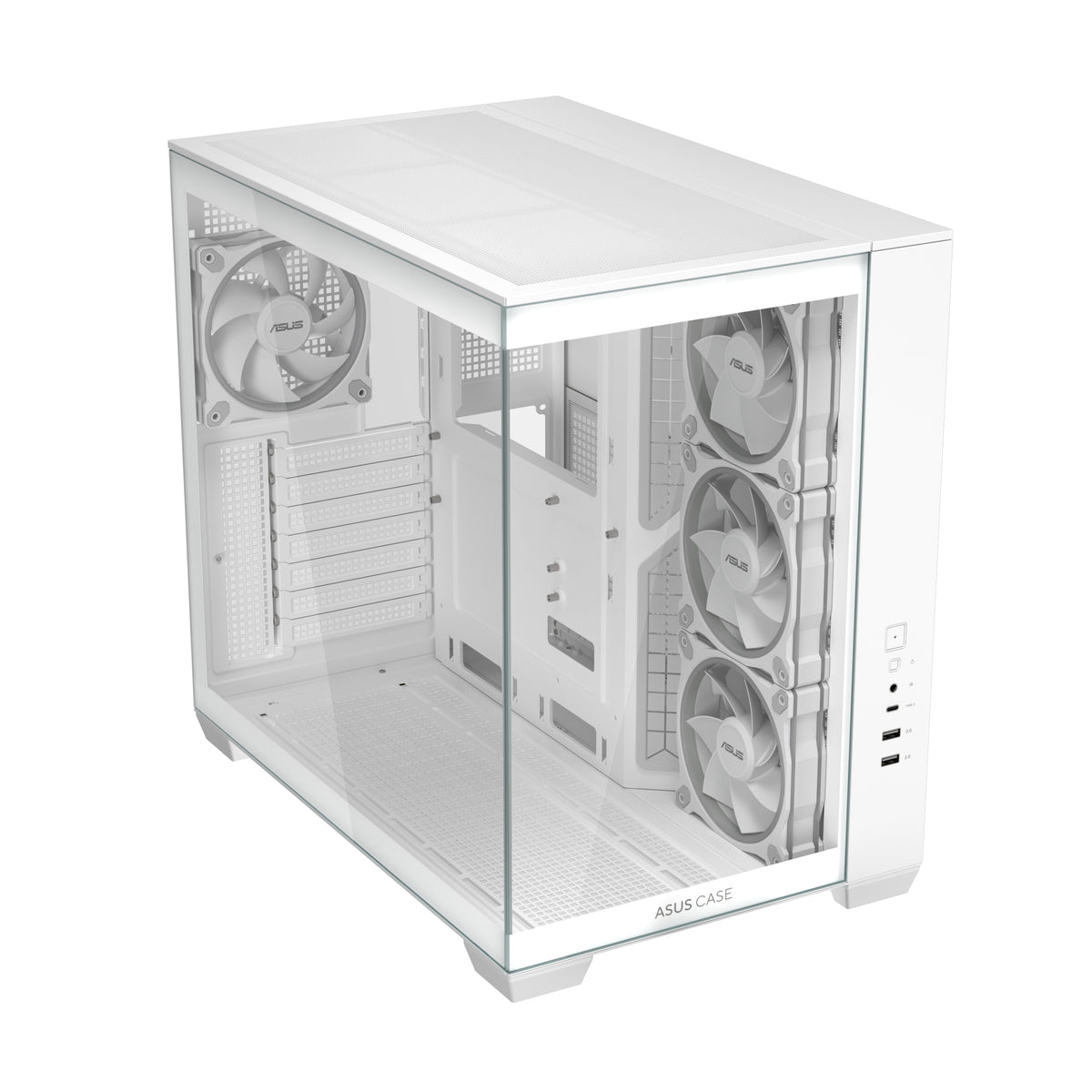 ASUS A32 PLUS TG ARGB WEISS – PC-Gehäuse – ATX/micro-ATX/Mini-ITX, Gehärtetes Glas, ARGB, ohne Netzteil