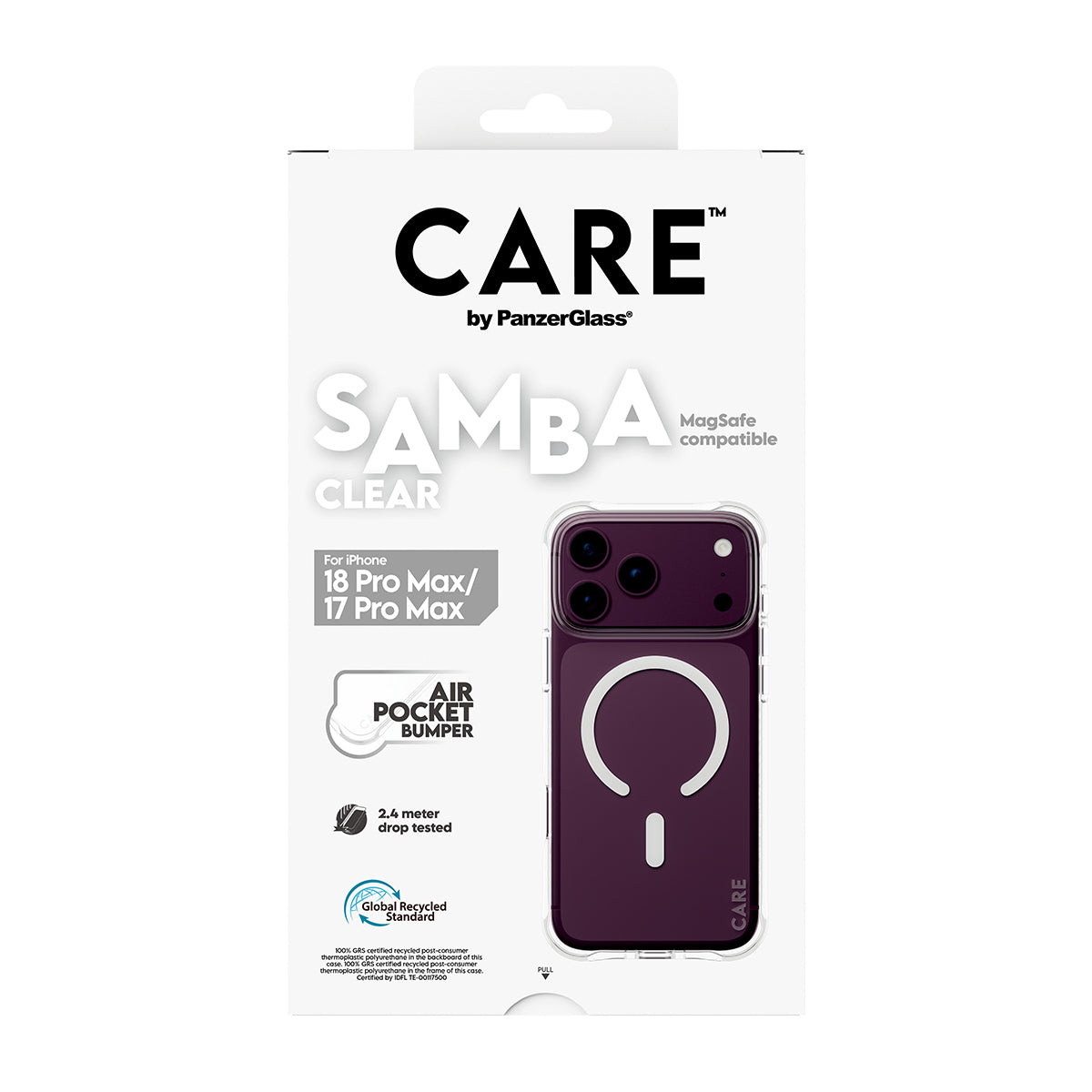 PanzerGlass CARE Samba Backcover – für Apple iPhone 18/17 Pro Max, MagSafe, TPU, Transparent