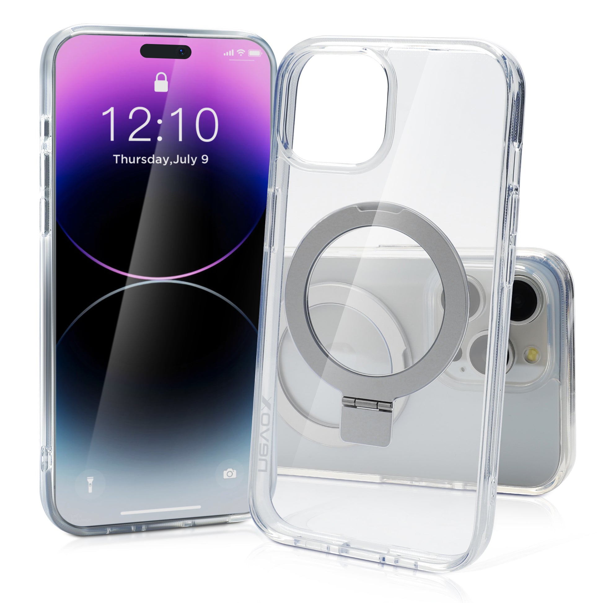 nevox StyleShell SHOCKFlex Backcover – für Apple iPhone 16 Pro Max, mit Ständer, Metall+PC+TPU, transparent