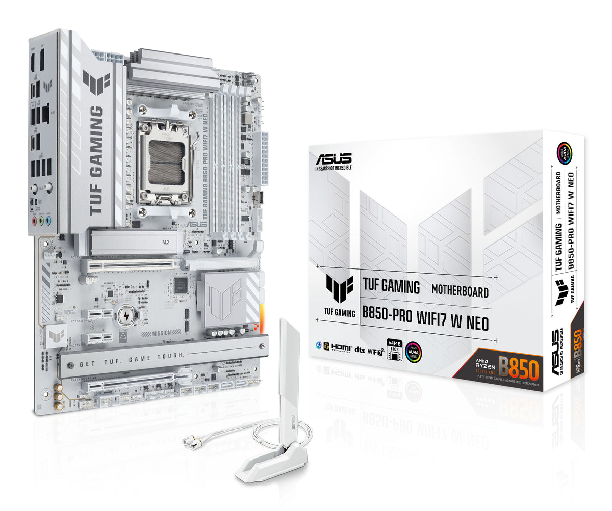 ASUS TUF GAMING B850-PRO WIFI7 W NEO – Mainboard – Sockel AM5, AMD B850, ATX, DDR5