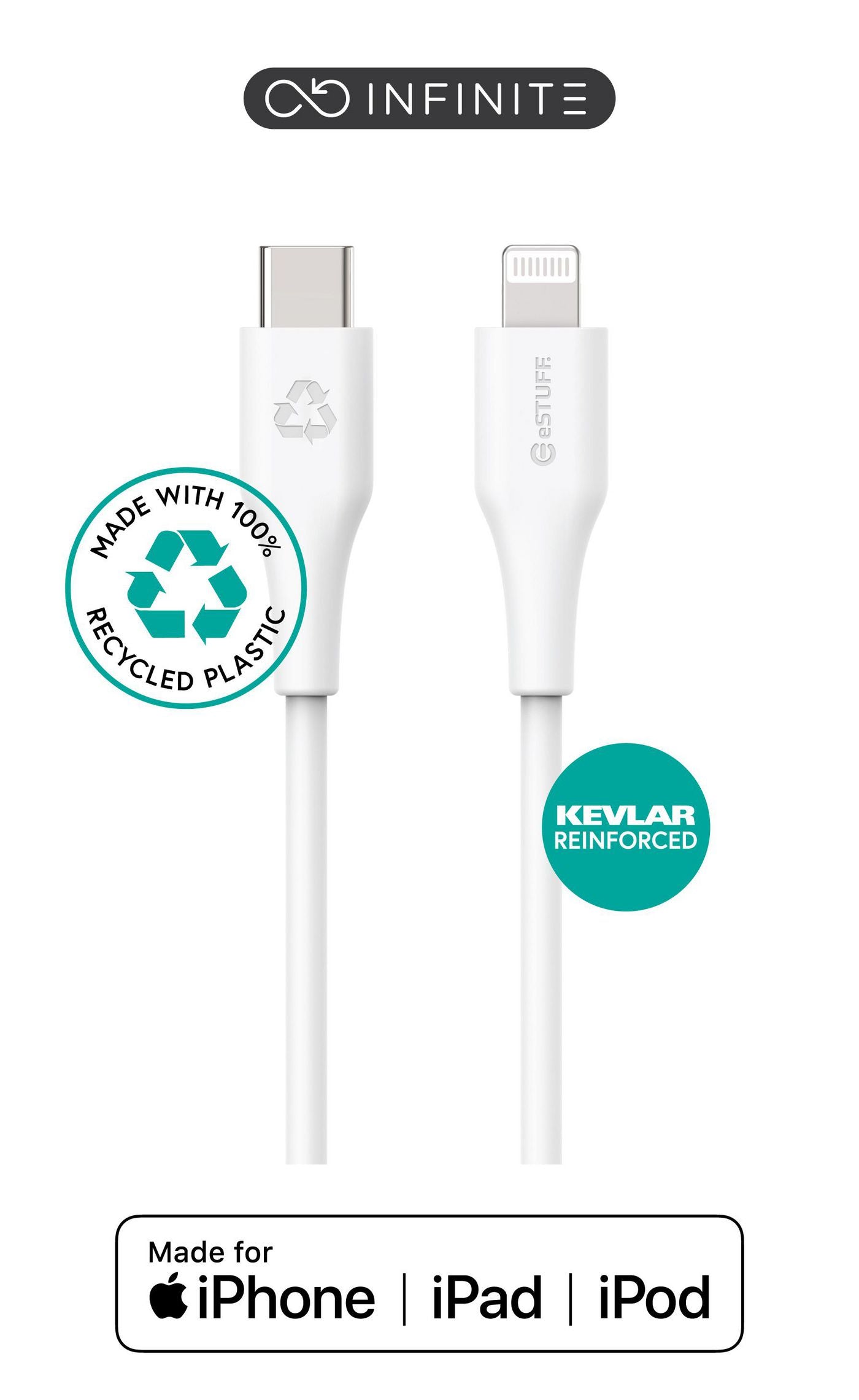 eSTUFF Daten- & Ladekabel – USB-C auf Lightning 2 m, MFi-zertifiziert – für iPhone/iPad