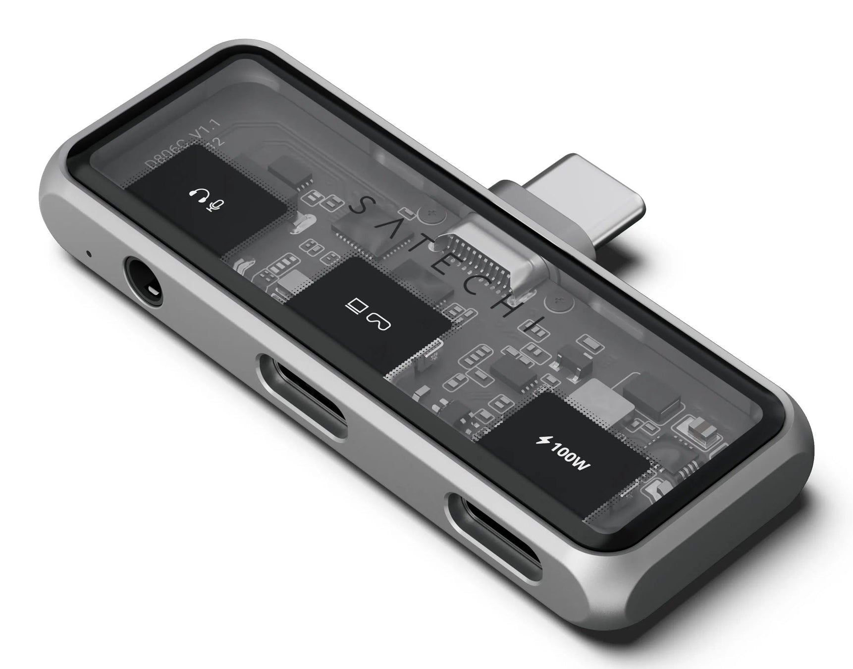 Satechi Multiport-Adapter – USB-C (3× Type-C), 100 W PD, 3,5 mm Audio, für Windows/Mac/ChromeOS