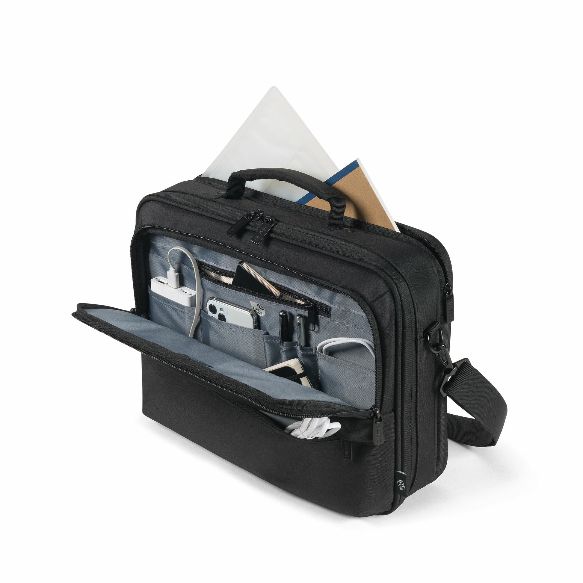 DICOTA Notebook-Tasche für Geräte bis 14,1" – wasserabweisend, 100% recyceltes PET – Schwarz