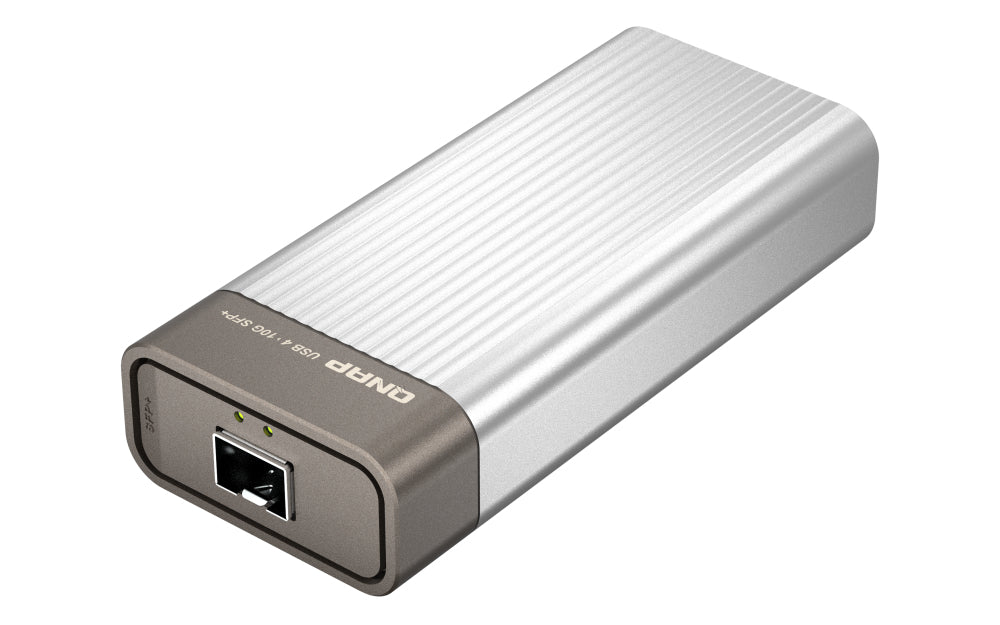 QNAP USB-C zu 10GbE SFP+ Netzwerkadapter – 10 Gbit/s, SFP+, USB-C – für PC, Windows/Mac/Linux – Silber
