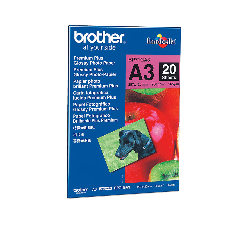 Brother Fotopapier – glänzend, A3, 260 g/m², 20 Blatt, für Inkjet