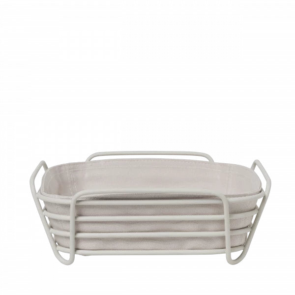 Blomus Delara L – Brotkorb 26 × 26 × 9 cm, Edelstahl/Baumwolle, Beige