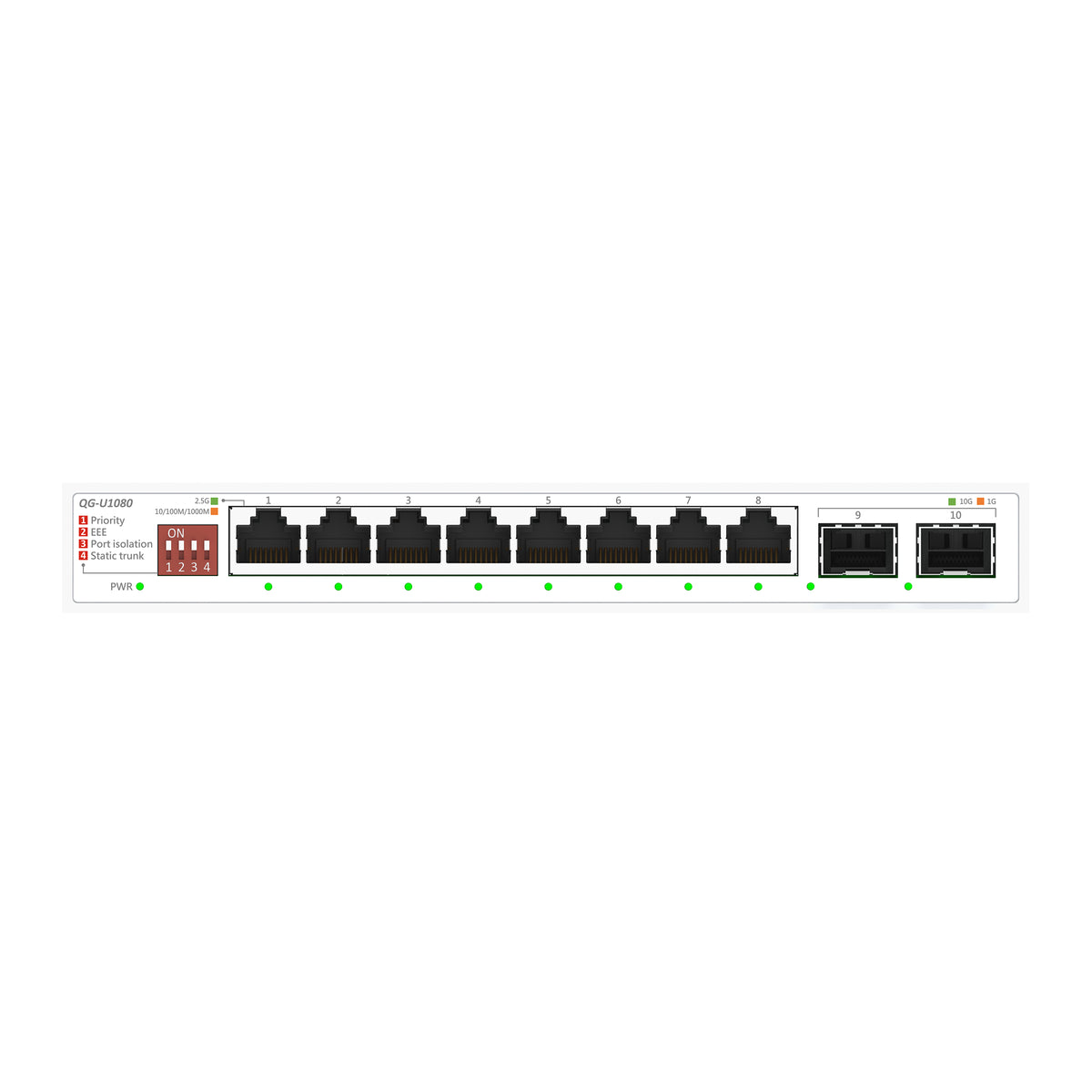 ASUS QG-U1080 – Switch – 8×2.5G, 2×SFP+, L2