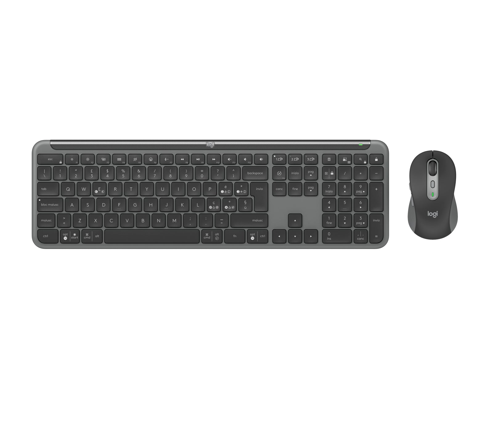 Logitech MK950 Signature Slim – Tastatur, kabellos (Bluetooth), IT-Layout (IT), Grau
