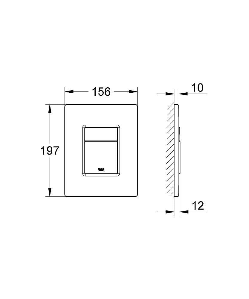 GROHE Even – WC-Betätigungsplatte – Kunststoff, schwarz, 15,6 × 1 × 19,7 cm