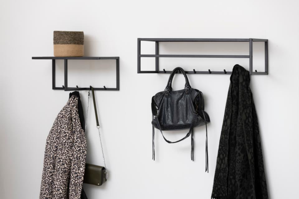 Actona Seaford Wandgarderobe 7 Haken – Stahl/MDF – Schwarz – 770 × 220 × 280 mm